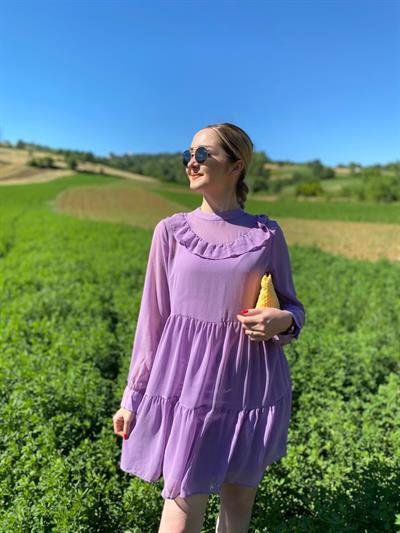 Lila Şifon Elbise