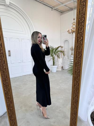 Lily Drapeli Özel Tasarım Elbise Siyah