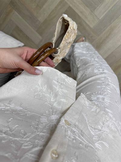 Linda Nakış İşlemeli Premium Keten Takım