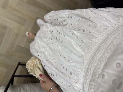 Lorin Kolları Lastikli Tasarım Fisto Elbise Beyaz