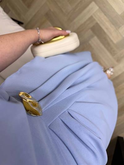 Loye Gold Detaylı Drapeli Elbise Bebek Mavi
