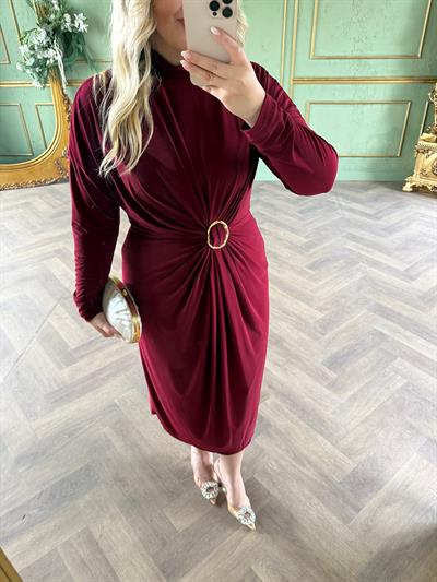 Loza Gold Tokalı Tasarım Elbise Bordo