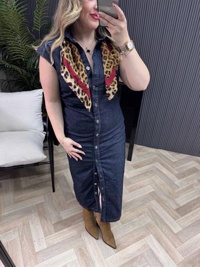 Marka Model Drapeli Denim Elbise