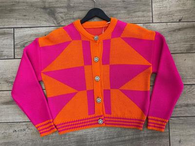 Marka Model Pembe Taş Düğmeli Hirka