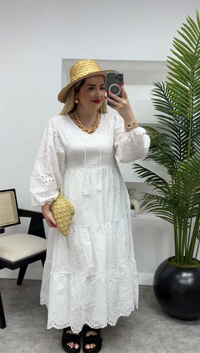 Mathilda Fisto Tasarım Elbise Beyaz