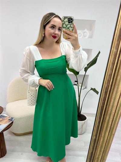 Mathilda Yeşil Tasarım Elbise