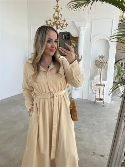 Matilda Pamuk Uzun Kollu Bej Renk