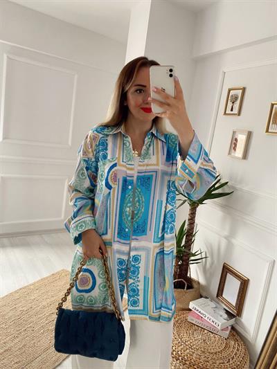 Mavi Desenli Orj Marka Gömlek