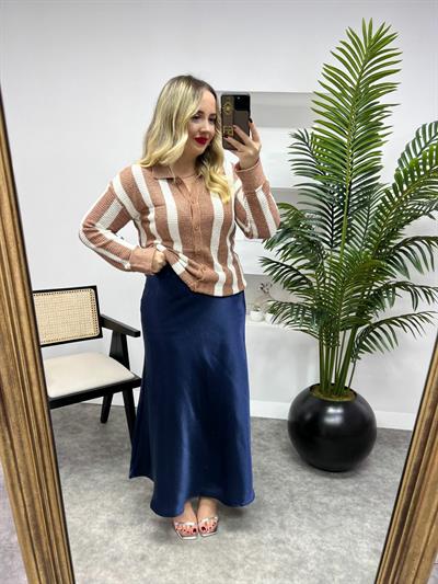 Maxi Boy Saten Etek Lacivert