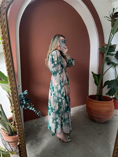 Melissa Bel Detaylı Şifon Elbise Mint Yeşil
