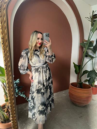 Melissa Bel Detaylı Şifon Elbise Siyah