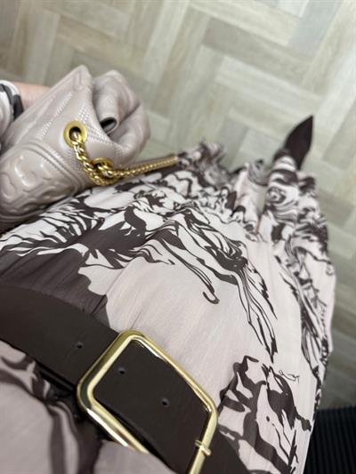 Melodi Beli Lastıklı Şifon Elbise Acı Kahve