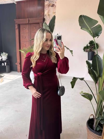 Merlin Tasarım Kadife Elbise Bordo