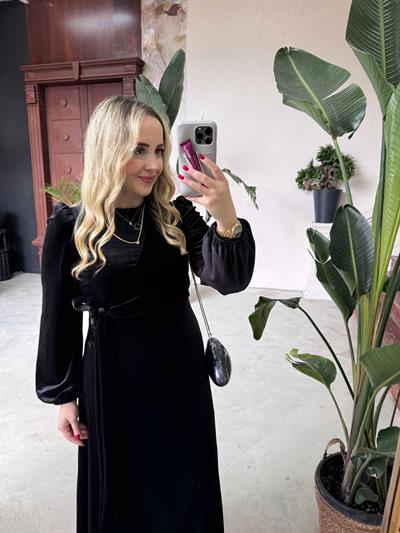 Merlin Tasarım Kadife Elbise Siyah