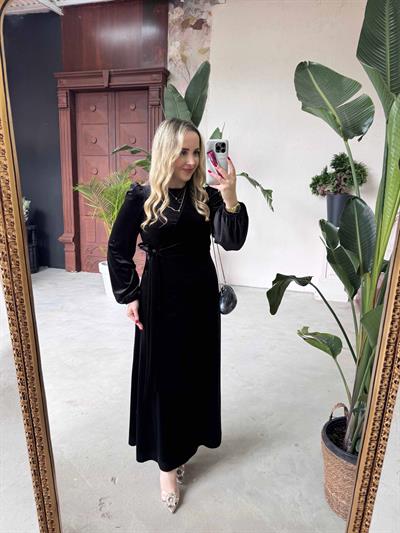 Merlin Tasarım Kadife Elbise Siyah