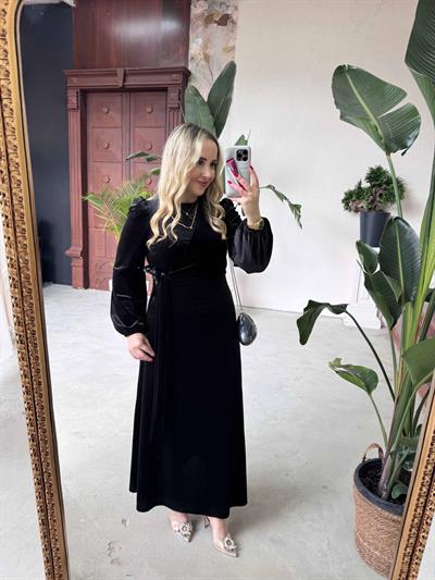 Merlin Tasarım Kadife Elbise Siyah