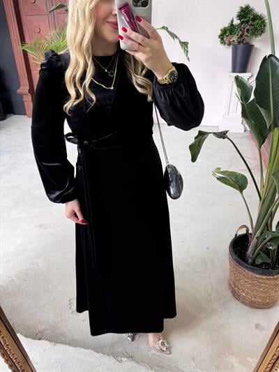 Merlin Tasarım Kadife Elbise Siyah