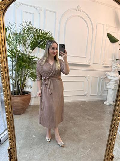 Midi Boy Pilise Kumaş Elbise Toz Pembe
