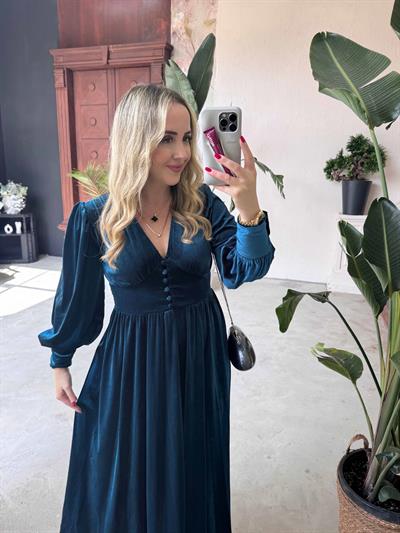 Mila Kadife Elbise Mavi