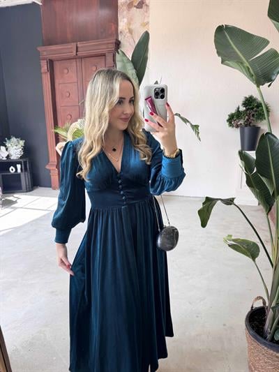 Mila Kadife Elbise Mavi