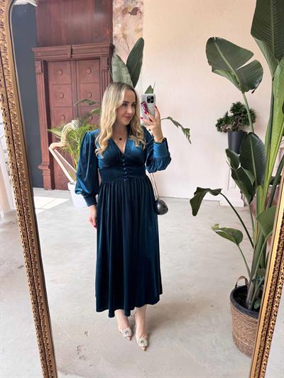 Mila Kadife Elbise Mavi