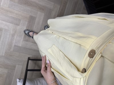 Miyase Beli Lastıkli Tensel Elbise Sarı 