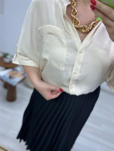 Orj Marka Tek Cepli Tensel Ekru Gömlek