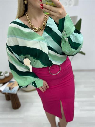 Orj Marka Yeşil Desenli Gömlek