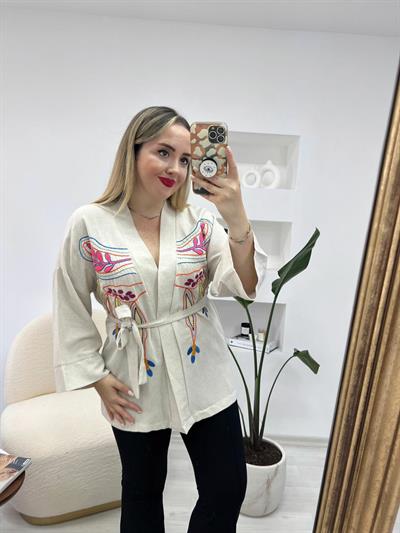 Nakiş İşleme Kimono Ceket