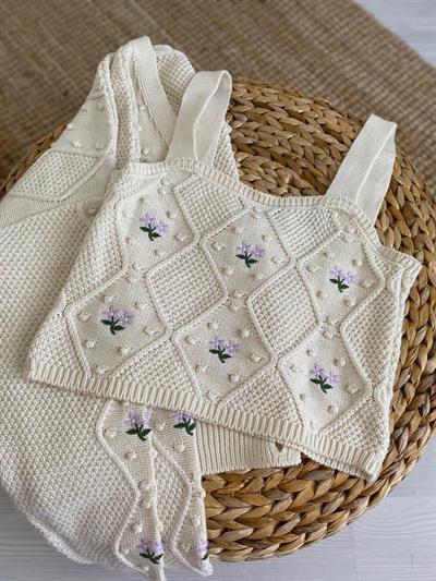 Nakış İşlemeli Crop-Hirka Takım