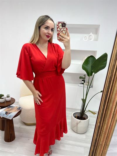 Nar Çiçeği Tasarım Şifon Elbise