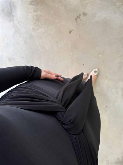 Nora Vatkalı Önü Bağlamalı İthal Candy Elbise Siyah