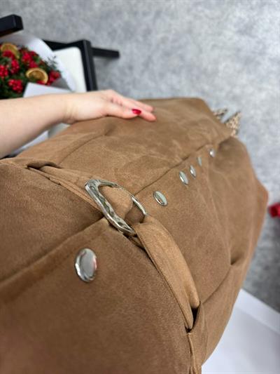 Önden Çitçit Düğmeli  Elbise Taba