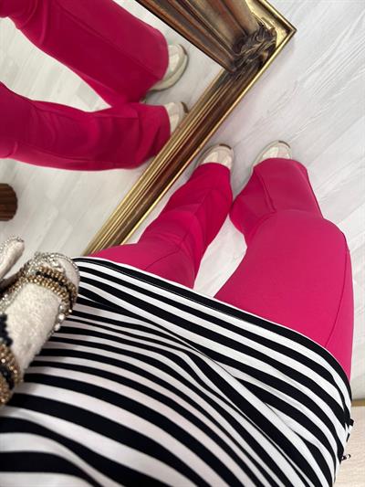 Önden Şeritli Toparlayacı Pantolon  Fuşya