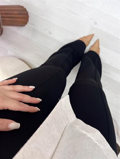 Önden Şeritli Toparyacı  Pantaolon Siyah