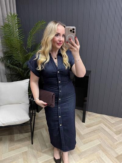 Orj Marja Model Drapeli Denim Elbise