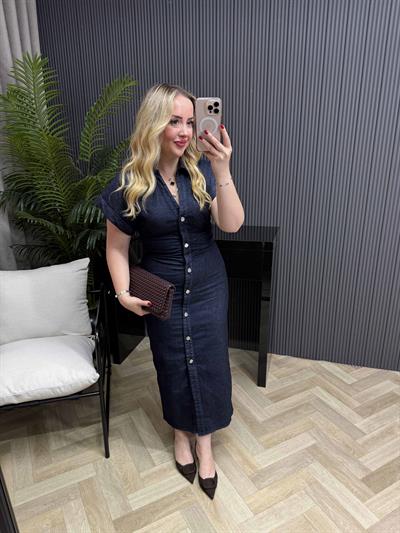 Orj Marja Model Drapeli Denim Elbise