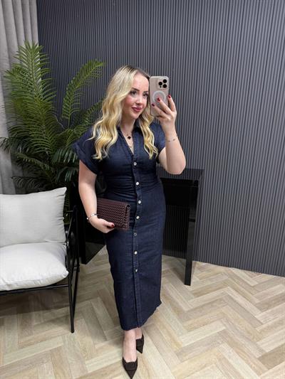 Orj Marja Model Drapeli Denim Elbise