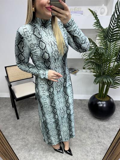 Orj Marka Balıkcı Yaka Yılan Desen Bebek Mavi Elbise