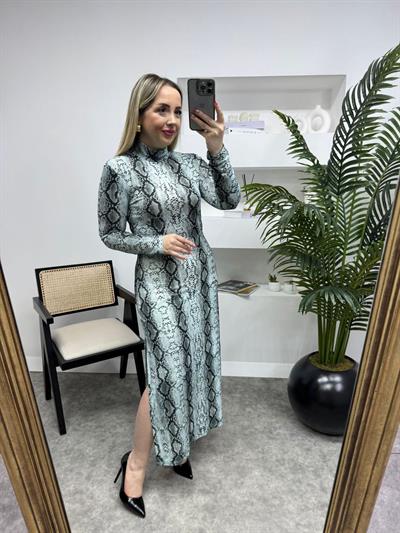 Orj Marka Balıkcı Yaka Yılan Desen Bebek Mavi Elbise