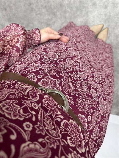 Orj Marka Beli Kemerli Ve Lastikli Şifon Elbise