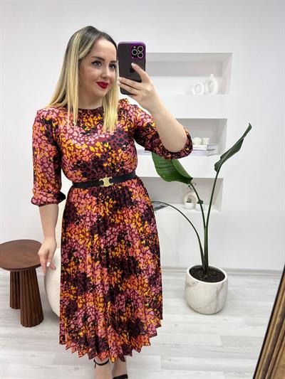 Orj Marka Beli Lastikli Saten Elbise