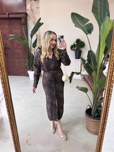 Orj Marka Drapeli Tensel Elbise Kahverengi