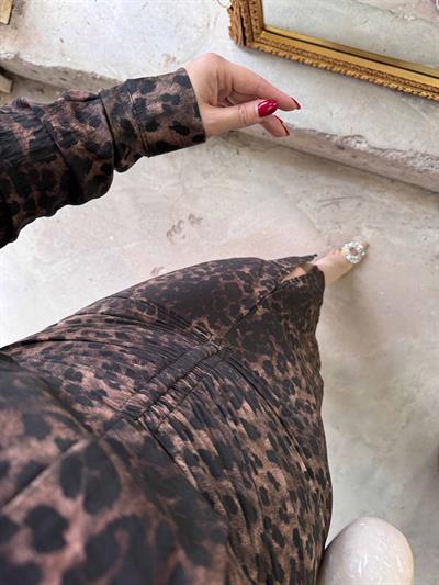 Orj Marka Drapeli Tensel Elbise Kahverengi