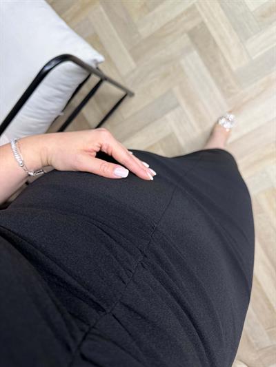 Orj Marka Drapeli Vatkalı Krep Elbise Siyah