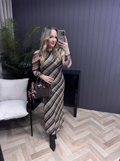 Orj Marka Model Acı Kahve Tül Elbise