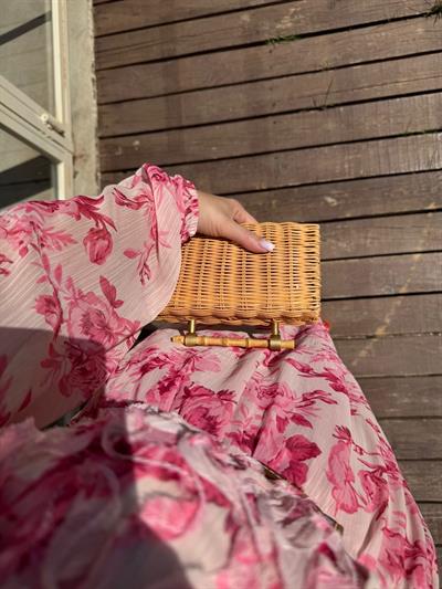 Orj Marka Model Kemerli Şifon Elbise Pembe