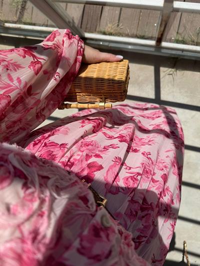 Orj Marka Model Kemerli Şifon Elbise Pembe