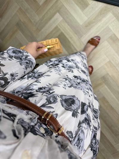 Orj Marka Model Kemerli Şifon Elbise Siyah