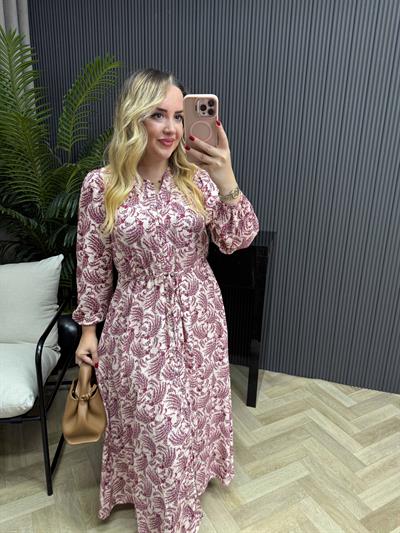 Orj Marka Model Maruken Kumaş Belden Büzgülü Elbise